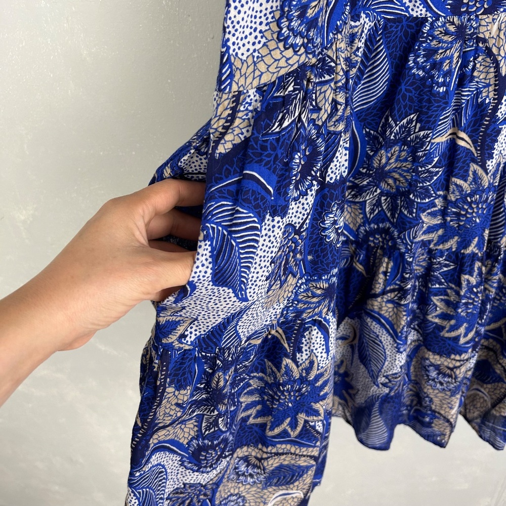 Velvet Graham & Spencer size L Zahara cami dress tiered cotton blue floral - Picture 5 of 14